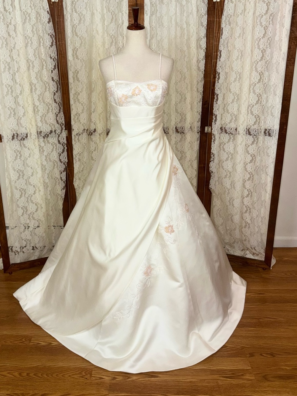 Gorgeous NEW Vintage 90s Demetrios Pink Beaded Wedding Gown